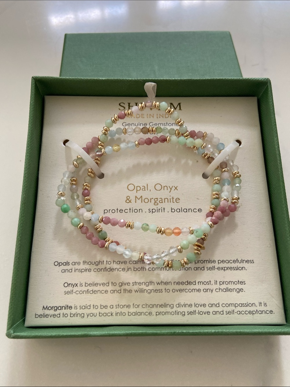 Multi-Color Opal Onyx & Morganite Beaded Bracelet Set